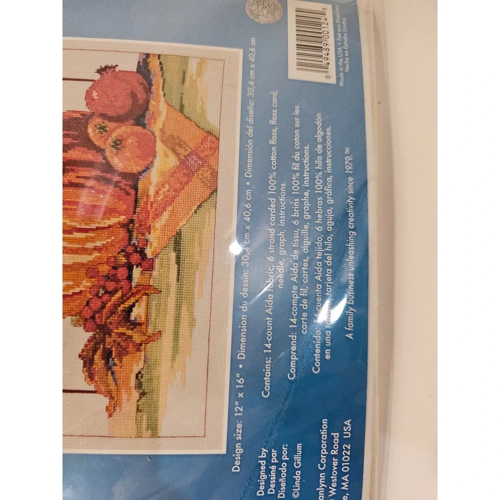 Janlynn Fall Floral 12x16‎ Counted Cross Stitch 023-0604 NEW Pumpkin Leaf Bird